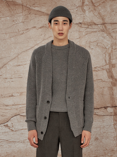 Round Neck Wool Sweater Gray - SOLEW - Modalova