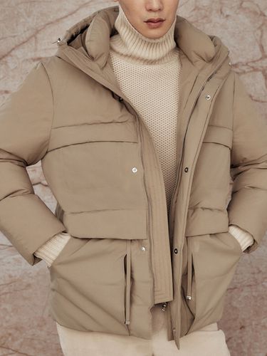 Hooded Down Jumper Beige - SOLEW - Modalova