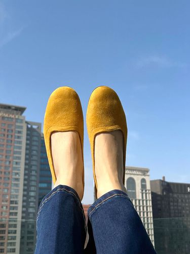 Suede Flat Shoes Quince Yellow - Firmly - Modalova