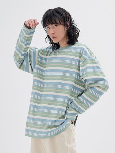 Border Various Color Stripe Long Sleeve T-Shirt T59_Mint - DIAMOND LAYLA - Modalova