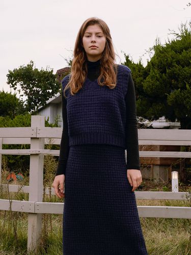 Square Wale Knit Set (Navy) - ADAUL - Modalova