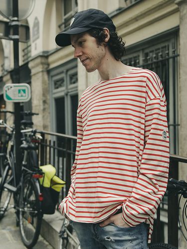 Wappen Striped Long Sleeve T-Shirt _ Red - FFEFF STUDIO - Modalova