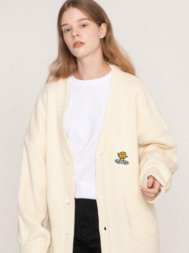 UNISEX] Dot Boat Embroidery Knit Cardigan_Cream - GRAVER - Modalova