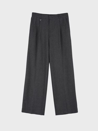 WOOL BLEND WIDE SLACKS (CHARCOAL) - LIEU HOMME - Modalova