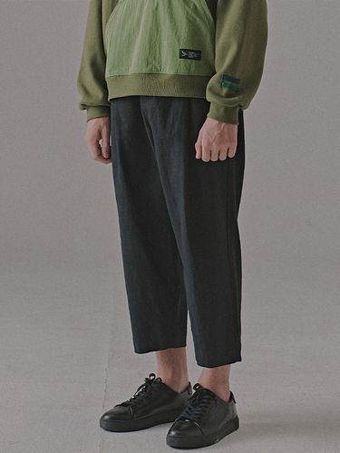 Linen Baggy Banding Pants _ Black - FFEFF STUDIO - Modalova