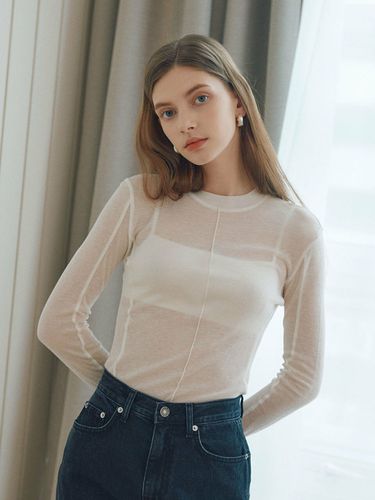 See-Through Jersey Top - LOEUVRE - Modalova