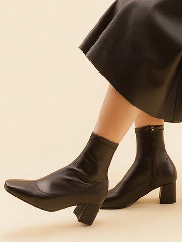 Square Toe Leather Socks Ankle Boots - 3 Colors - SPUR - Modalova