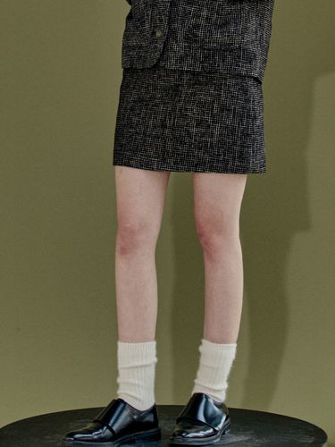 Tweed Mini Skirt (Black) - Enor - Modalova