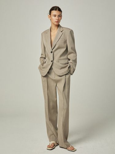 One Tuck Strap Wool Pant_Brown - AVA MOLLI - Modalova