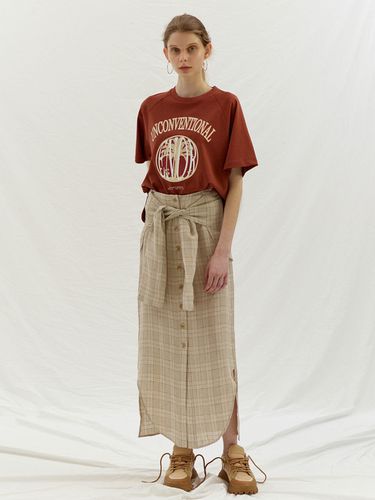 Tie-up Point Linen Skirt_Beige - Enor - Modalova