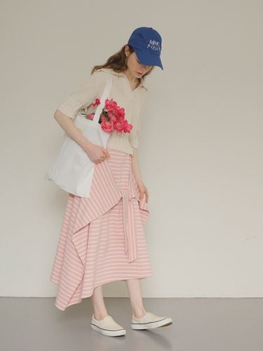 Uhows Stripe Tie Skirt (Pink) - UIJI - Modalova