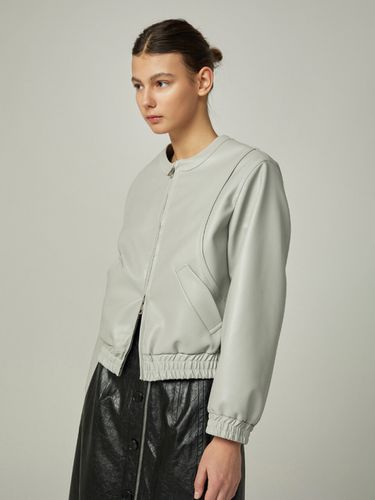 Faux Leather Blouson Jacket_Grey - AVA MOLLI - Modalova