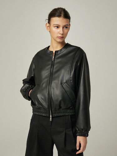 Faux Leather Blouson Jacket_Black - AVA MOLLI - Modalova