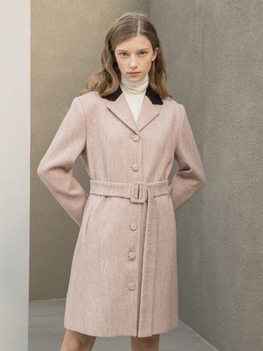 Herringbone Single Jacket Belt Dress_Pink - clet - Modalova