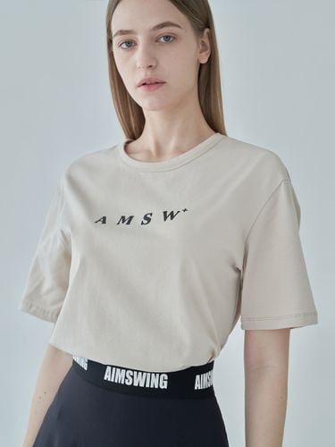 Oversized Logo Short Sleeved Top (Beige / / Black) - aimswing+8 - Modalova