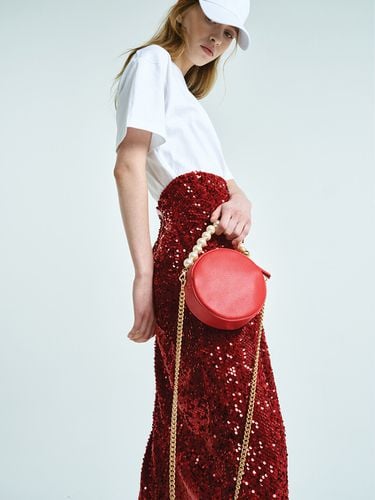 PEARL CIRCLE LEATHER BAG - RED MINI - LETHE - Modalova