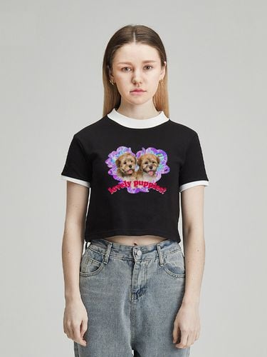 LOVELY PUPPY BLACK CROP TOP - RADINEO - Modalova