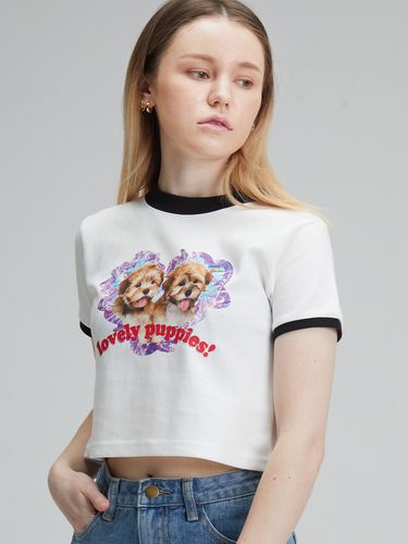 LOVELY PUPPY WHITE CROP TOP - RADINEO - Modalova