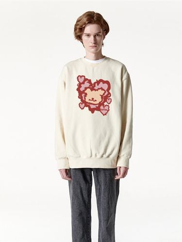 FLUFFY HEART BEAR SWEATSHIRT CREAM - RADINEO - Modalova