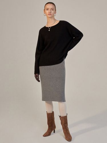 Cashmere-blend Knit Skirt_Grey - HAVELESS - Modalova