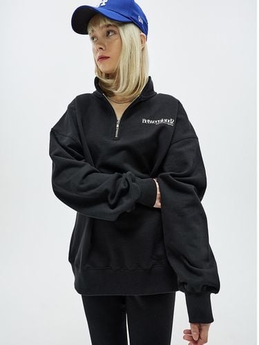 Oversized Fit Zip-Up Sweatshirt_Black - EZIO - Modalova