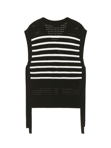 Oversize Stripe Knit Vest (Black and Stripe) - JOY GRYSON - Modalova