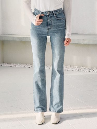 W52 Long Semi Boot Cut Denim Pants _ Light Blue - WAAR - Modalova