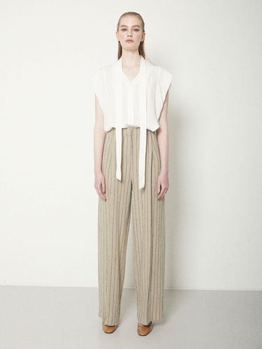 Stripe Linen Wide Pants (Beige and Stripe) - JOY GRYSON - Modalova