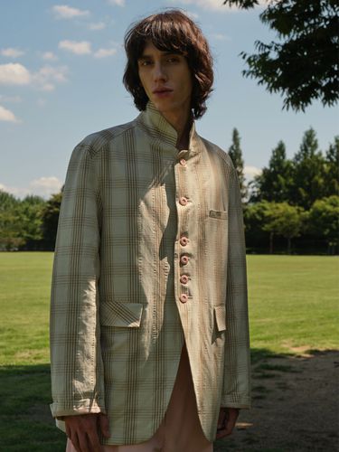 Check Linen Blazer Beige - Trunk Project - Modalova