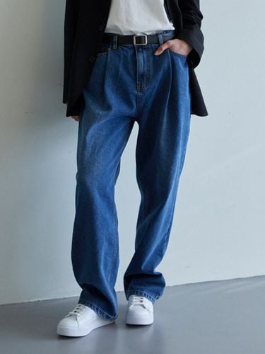 Washed Wide Denim Pants_Dark Blue - ANOUTFIT - Modalova