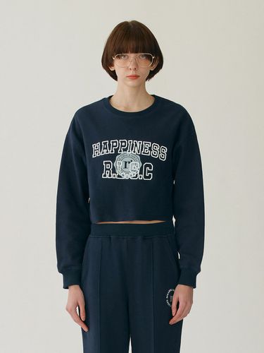 Happiness Cropped Sweatshirt (Navy) - ROLAROLA - Modalova