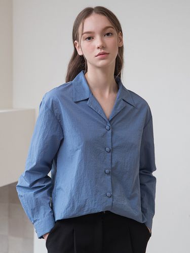 Open Collar Nylon Shirt_Blue - clet - Modalova