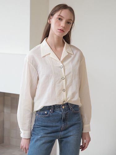 Open Collar Nylon Shirt_Cream - clet - Modalova