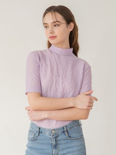 Lace Half Sleeve Tee_Purple - clet - Modalova