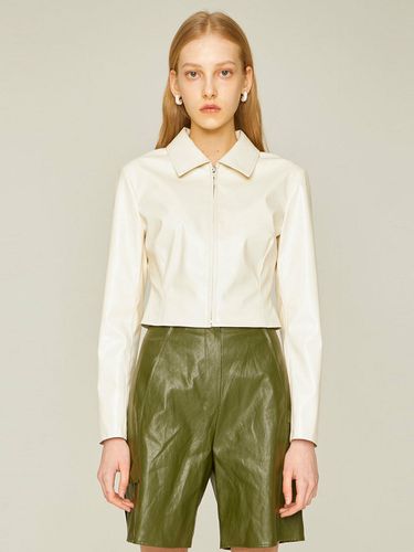 Faux Leather Crop Line Shirts [Off White] - SPERONE - Modalova