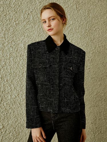 Collar Point Tweed Jacket_Black - RE_L - Modalova