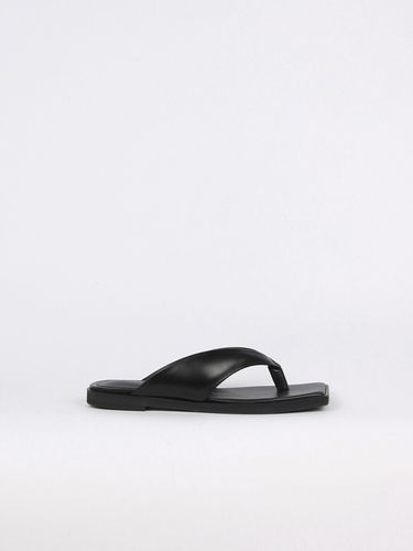 Nadia Flip-Flop Leather Slides_Black - blanc sur blanc - Modalova