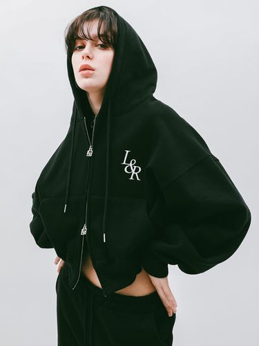 Lossy Big Logo Crop Hood Zip-up (Black) - LOSSYROW - Modalova