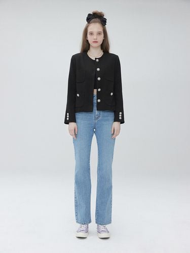 No Collar Crop Jacket 004 Black - MUDIDI - Modalova