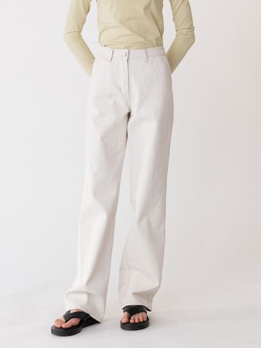 Cotton Straight Pants_Cream - LE - Modalova