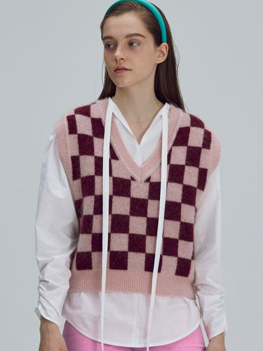 Kid-Mohair Checkerboard Vest - BEMUSE MANSION - Modalova