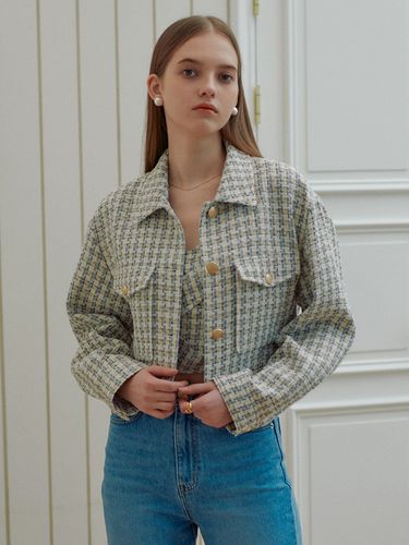 Tweed Cropped Blouson Jacket - LOEUVRE - Modalova