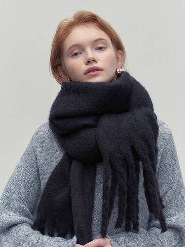 First Label Bold Wool Muffler Black - LOEIL - Modalova