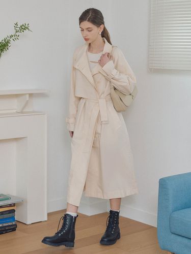 High Band Collar Trench Coat - LOEUVRE - Modalova