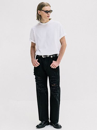 Wide Destroyed Cotton Pants Black - VASTIC - Modalova