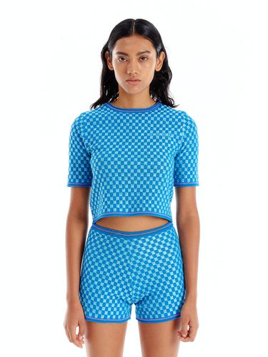 ULTRON Gingham Knit Top (Blue) - EENK - Modalova