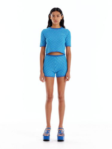 ULTRIX Gingham Knit Shorts (Blue) - EENK - Modalova