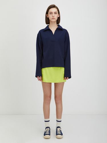 Cozy Open Collar Sweatshirt (Navy) - OSTKAKA - Modalova