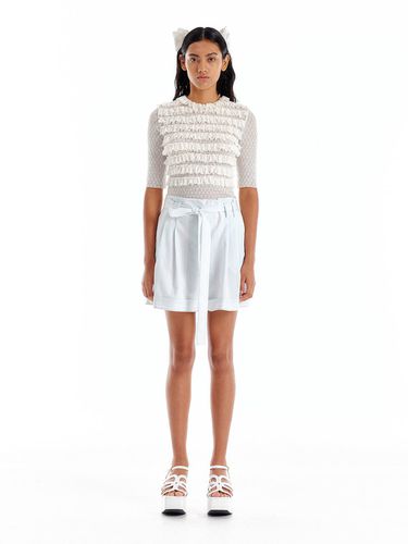 UYUNI Ruffle Jersey Top (White) - EENK - Modalova