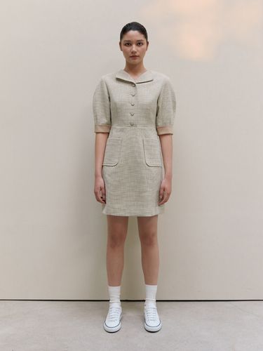 TWS Slant Collar Tweed Dress _ 2 Colors - MOHAN - Modalova